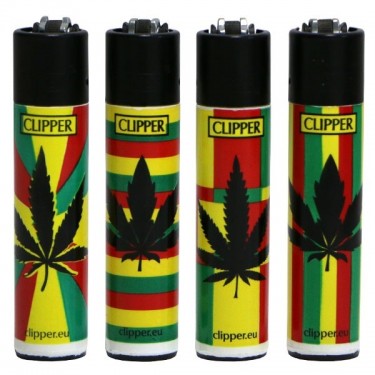 Briquet Clipper - Feuilles de marijuana couleurs rasta