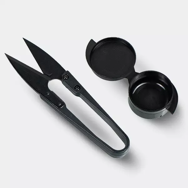 Kit Microdoses ciseaux à pinces + pot en silicone