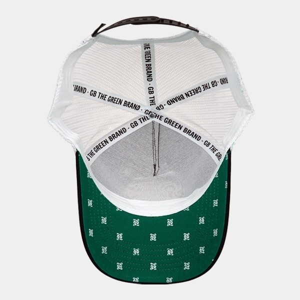Casquette trucker Logo GB The Green Brand blanc intérieur