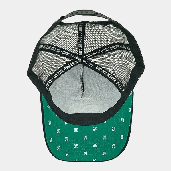 Casquette trucker Logo GB The Green Brand noir intérieur