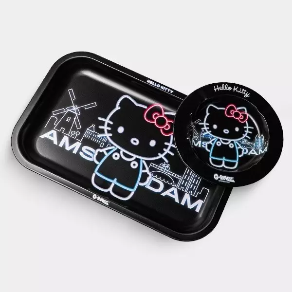 Voir Kit Hello Kitty Neon Amsterdam Plateau à rouler Moyen + Cendrier - GB The Green Brand