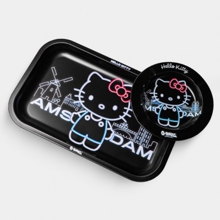 Kit Hello Kitty Neon Amsterdam Plateau à rouler Moyen + Cendrier - GB The Green Brand