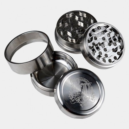 Grinder acier inoxydable Deluxe Black Leaf - Grow Barato