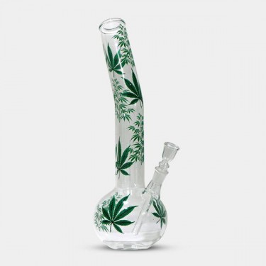Bong en verre motif feuilles de cannabis - Grow Barato