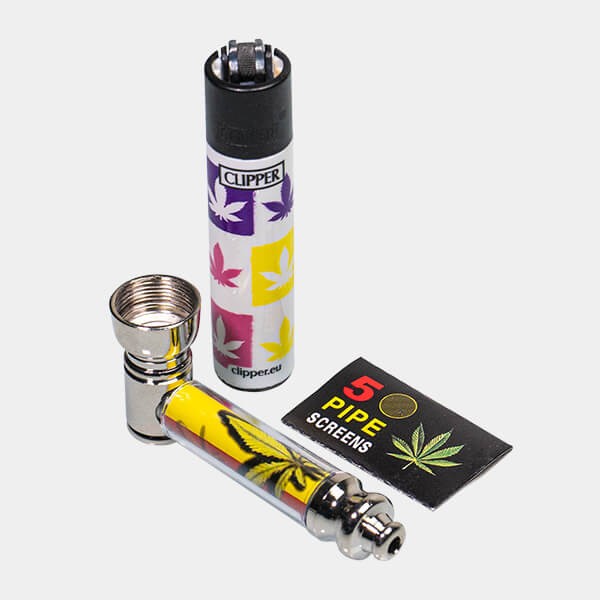 Set Pipe en métal avec filtres et briquet