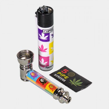 Set Pipe en métal avec filtres et briquet
