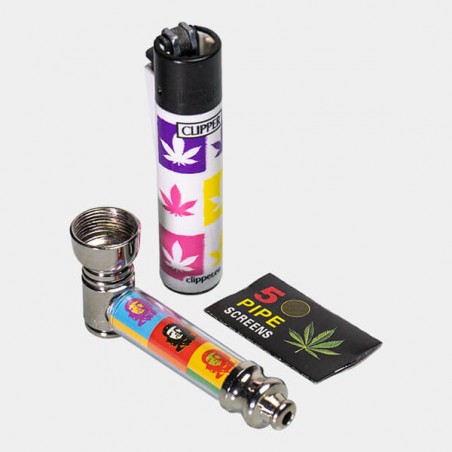 Set Pipe en métal avec filtres et briquet