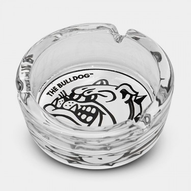 Cendrier en verre blanc et noir Bulldog