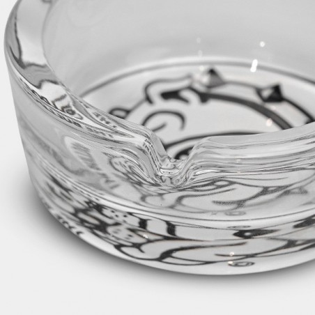 Cendrier en verre blanc et noir Bulldog - GB The Green Brand