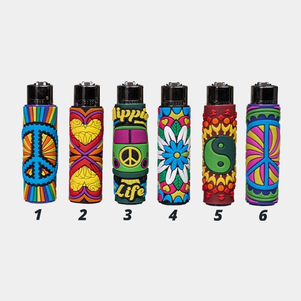 Voir Briquet Clipper Hippie Passion 3 avec étui en silicone - GB