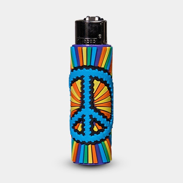 Briquet Clipper Hippie Passion 3 avec étui en silicone