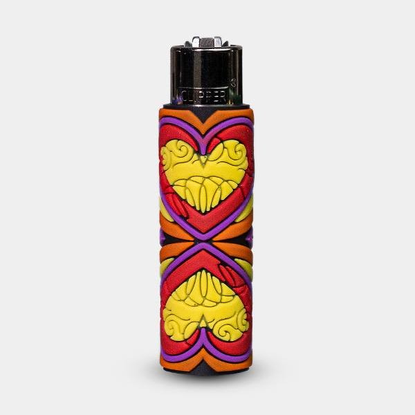 Briquet Clipper Hippie Passion 3 avec étui en silicone