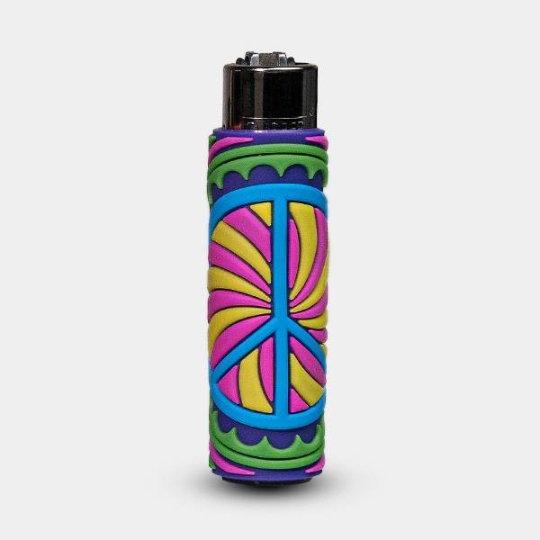 Briquet Clipper Hippie Passion 3 avec étui en silicone