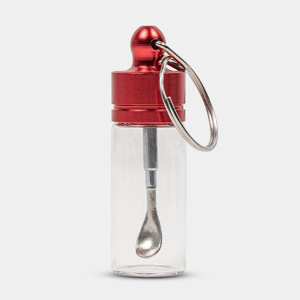 Doseur en verre avec cuillère télescopique (rouge)