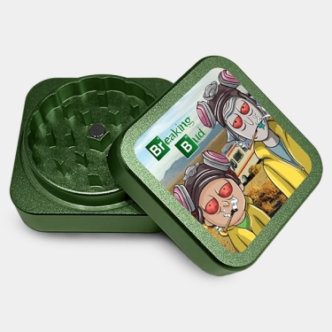 Grinder en aluminium carré Breaking Bud ouvert