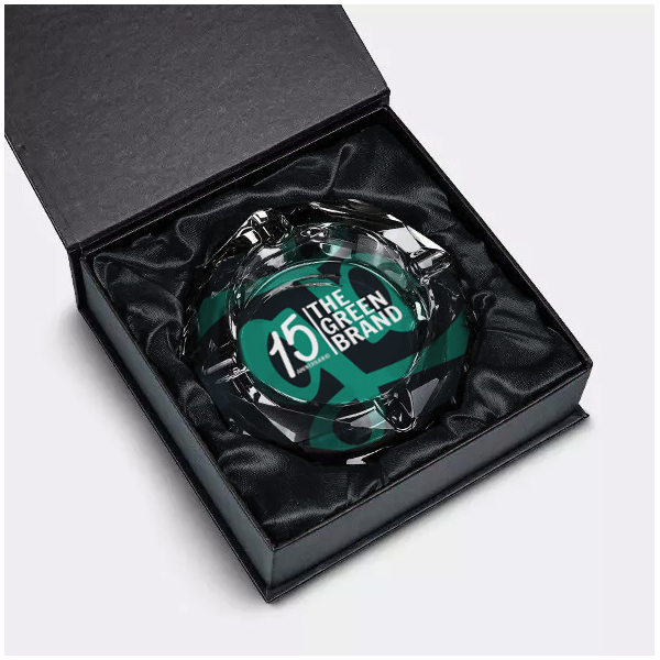Cendrier en verre avec étui GB 15e anniversaire