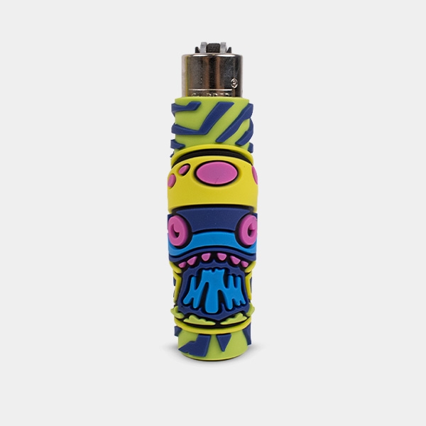 Briquet Clipper avec étui en silicone Monster Mushrooms