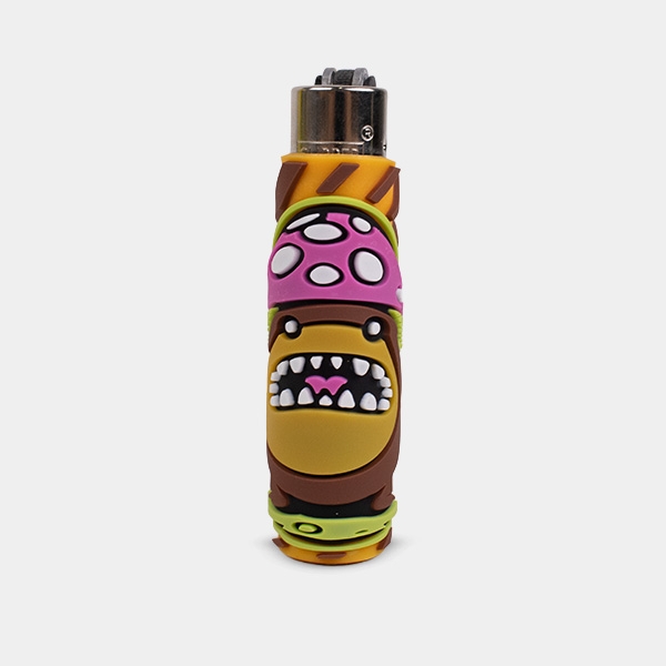 Briquet Clipper avec étui en silicone Monster Mushrooms