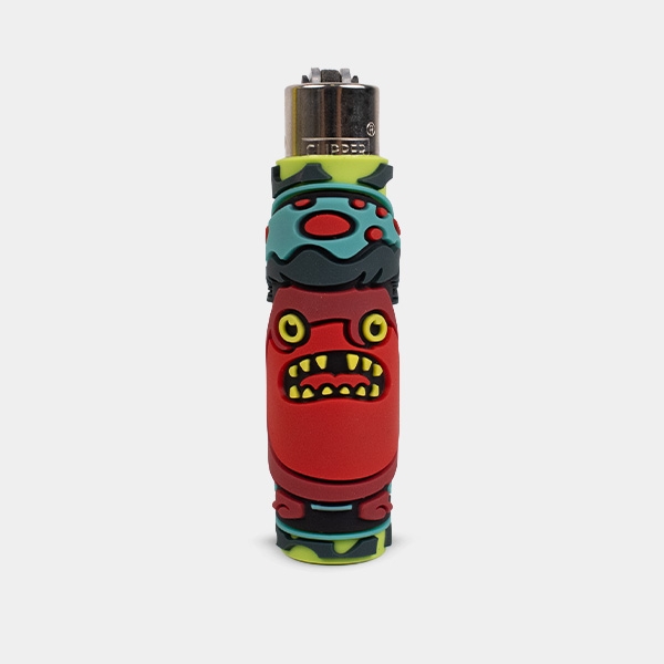 Briquet Clipper avec étui en silicone Monster Mushrooms