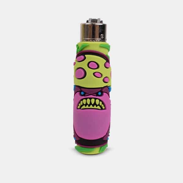 Briquet Clipper avec étui en silicone Monster Mushrooms