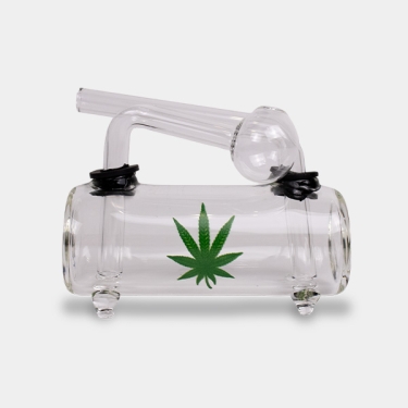 Pipe à eau en verre transparent en forme de feuille