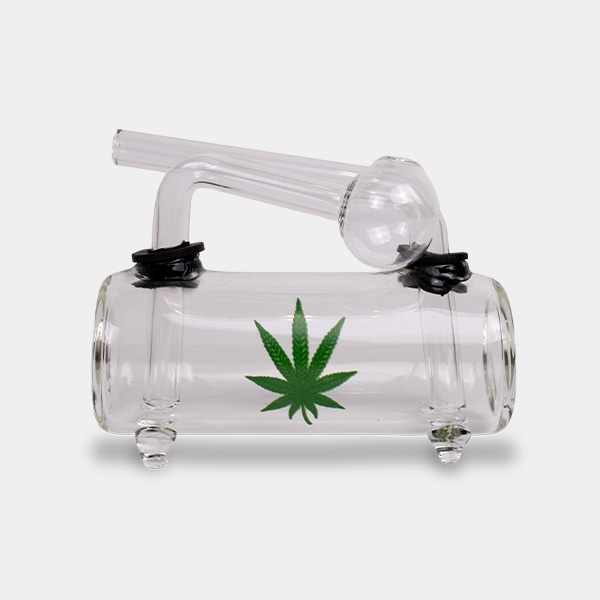 Pipe à eau en verre transparent en forme de feuille