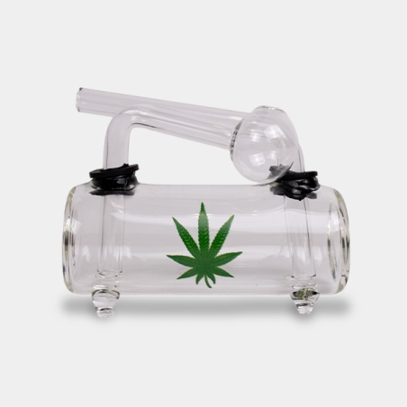 Pipe à eau en verre transparent en forme de feuille