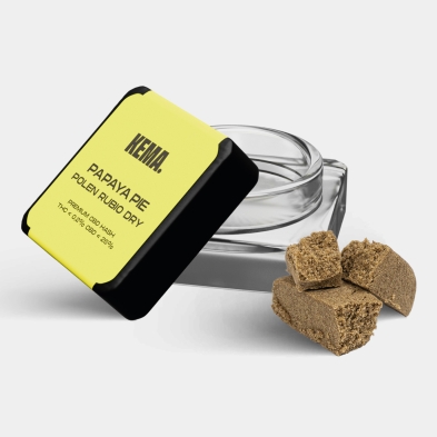 Hash CBD Pologne Blond Dry « Papaya Pie » KEMA 3g ouvert