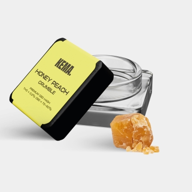 Hash CBD Crumble « Honey Peach » KEMA 3 g ouvert