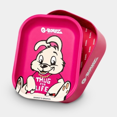 Boîte métallique avec plateau G-Rollz rose | GB