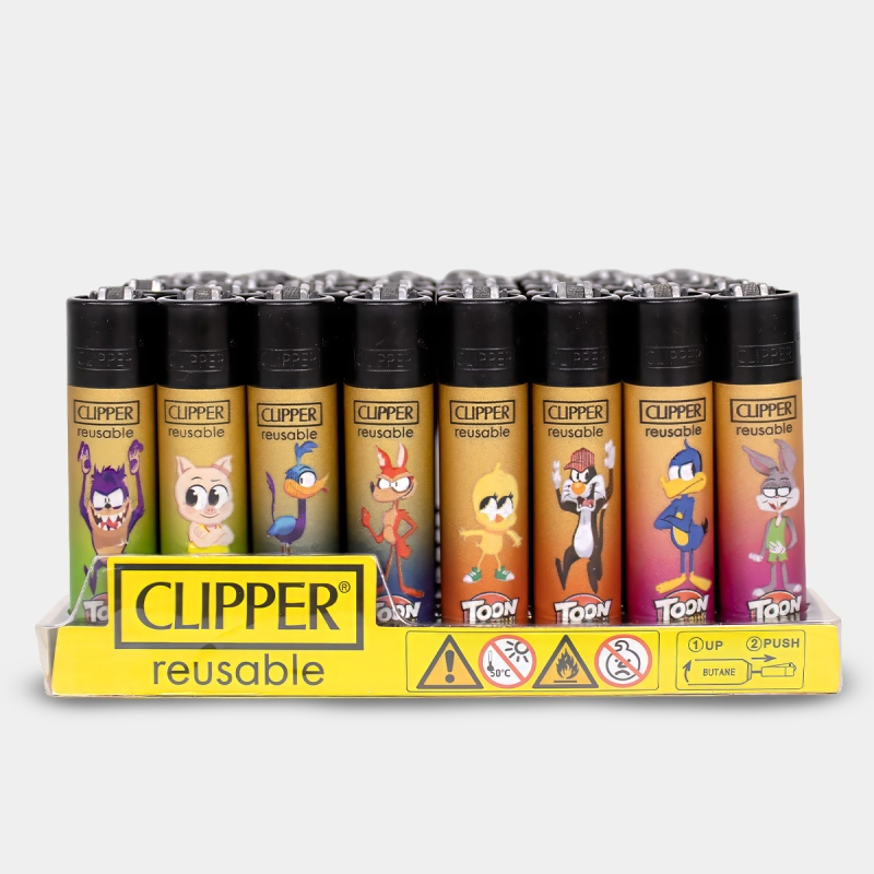 Briquet Clipper Toons, présentoir de 48 briquets