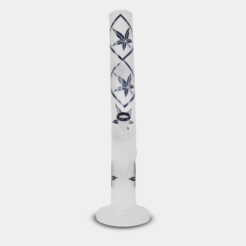 Vue frontale Bang de Verre Satiné Feuilles Bleues 42 cm