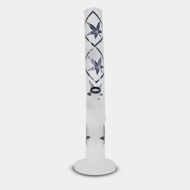 Vue frontale Bang de Verre Satiné Feuilles Bleues 42 cm