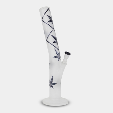 Bang en verre satiné, feuilles bleues, 42 cm