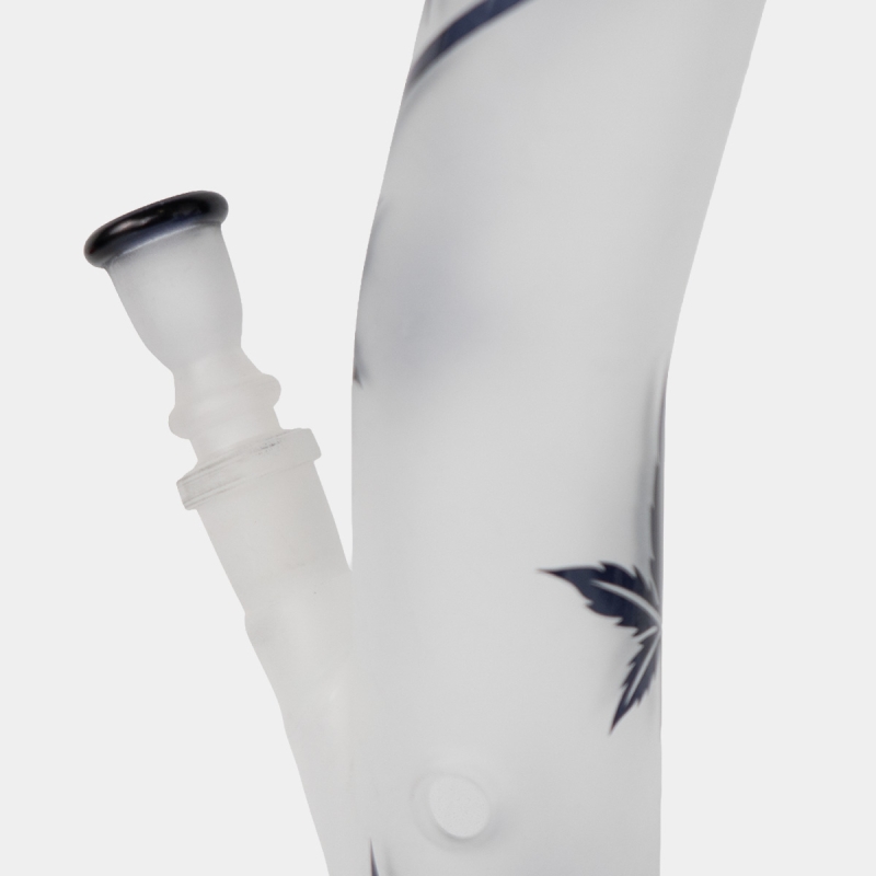 Corps Bang en verre satiné, feuilles bleues, 42 cm