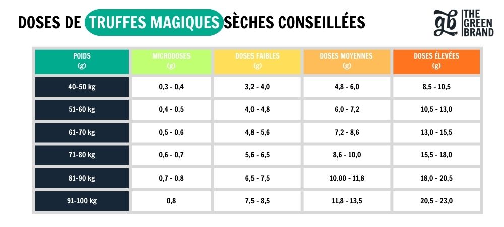 Dosage recommandé des truffes hallucinogènes sèches