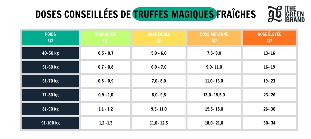 Dosage recommandé des truffes hallucinogènes fraîches